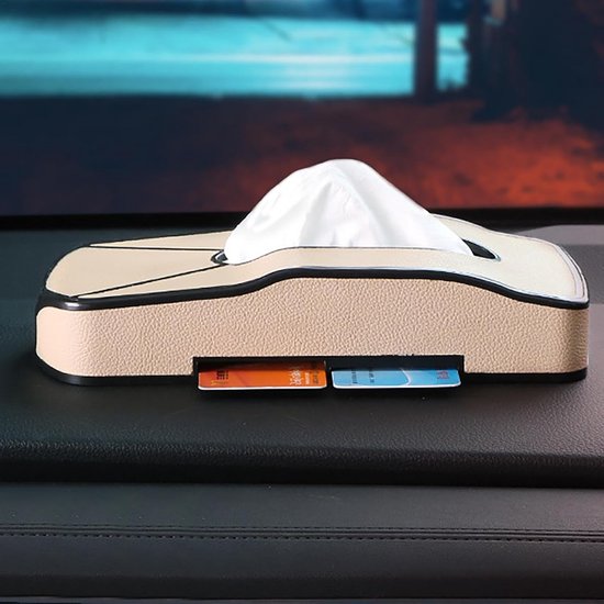 Auto-taschentuchbox-hülle, Taschentuchhalter Fürs Armaturenbrett, Rechteckige Taschentuchbox Aus Pu-leder, Kreative Taschentuchboxen Mit Kartenfächern, Autozubehör