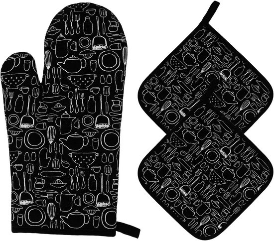 Hitzebeständige Ofenhandschuhe Und -teller – 3er-set Zum Kochen Und Backen