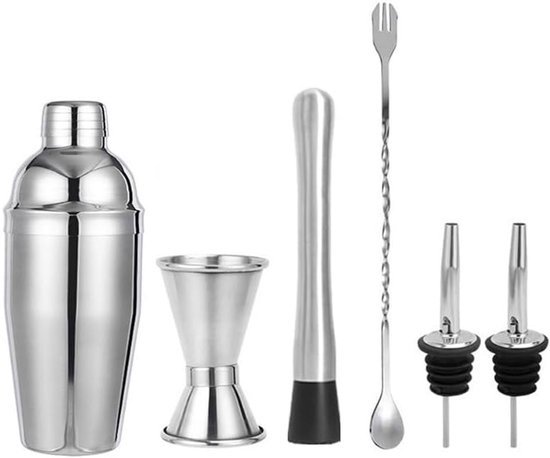 Cocktail-shaker-set 750 Ml – Edelstahl – Komplett Mit Messbecher, Löffel Und Ausgießer Für Zuhause Und Partys