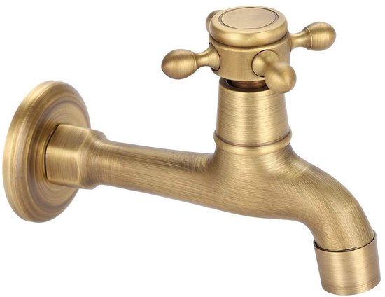 Dailygoods – Antiker Wandhahn – Massives Messing – Wandmontage – Nur Kaltwasser – Geeignet Für Küche/bad – Länge 12,5 Cm – Wasserhahn