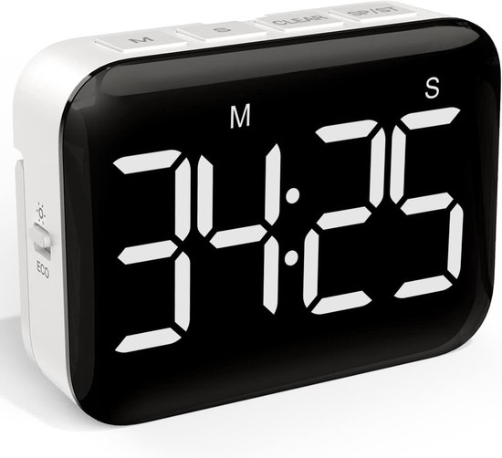 Digitaler Küchentimer Mit Großem Led-display – Magnetisch, Helligkeit Und Ton Einstellbar – Stoppuhr Und Timer Für Kinder Und Senioren