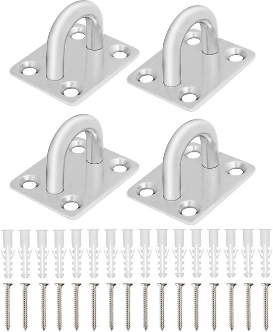 Allecto - Ösenhaken - M8 Edelstahlhaken - Hochleistungshaken - 40 X 50 Mm - Material Für Wand- Und Deckenmontage - Bis Zu 200 Kg - Geeignet Für Klu