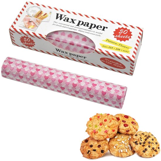 Nthproducts Lebensmittelverpackungspapier Bienenwachsfolie Umweltfreundlich 50 Blatt Lebensmittelecht Ideal Zum Verpacken Buntes Herzmuster