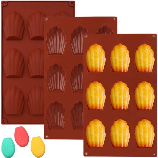 Silikon-madeleine-backform – Muschelförmige Keksformen – 3 Stück