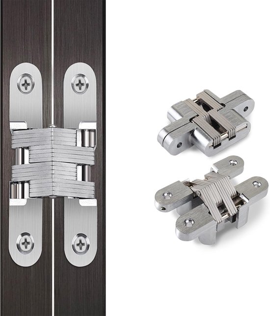 Verdeckte Scharniere – Unsichtbare Schrankscharniere – 1 Paar – Silber – Zinklegierung – 60 X 13 Mm