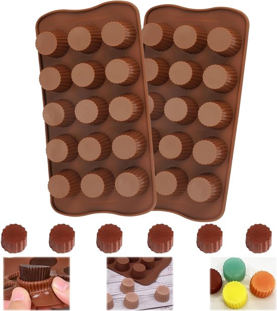 2-teilige Pralinenform – Schokolade Und Bonbons – Silikon – 15 Formen – Geeignet Für [marke] – Lila Und Rot