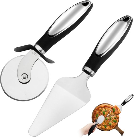 Pizzaschneider- Und Tortenheber-set – Rutschfester Griff Und Scharfer Edelstahlschneider