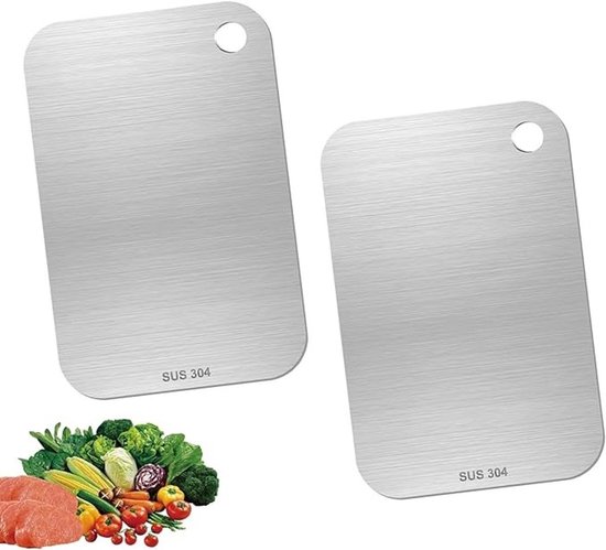 Set Mit 2 Doppelseitigen, Messerschonenden Metallschneidebrettern