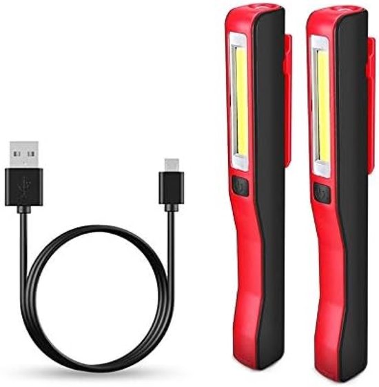 Wiederaufladbare Led-inspektionslampe Mit Magnetclip – Tragbare Taschenlampe Für Camping Und Notfälle (2 Stück)