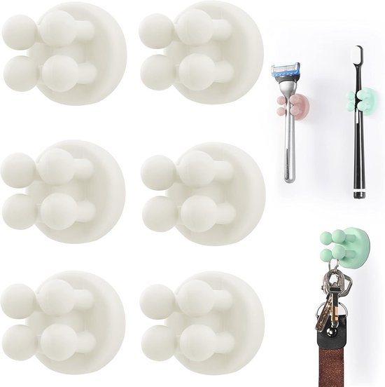 Multifunktionale Silikon-zahnbürstenhalter Mit Haken – 6 Stück Für Bad Und Küche