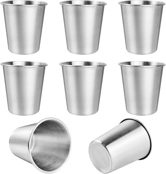 8er-set Edelstahlbecher – 260 Ml – Ideal Für Camping, Picknicks Und Partys