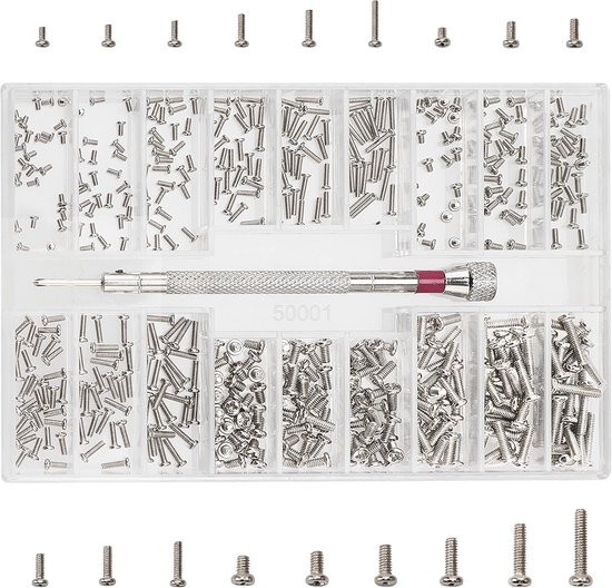 500-teiliges Mikro-reparaturschrauben-set – 18 Größen, Edelstahl