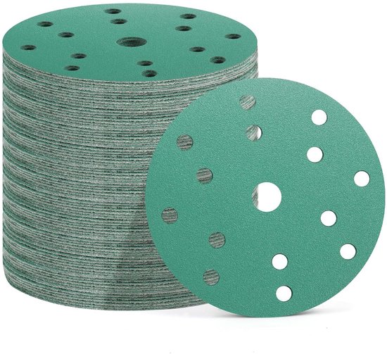 50 Schleifscheiben 150 Mm Mit 15 Löchern – Körnung 60/80/120/180/400 Für Exzenterschleifer
