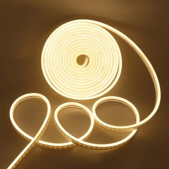 Flexibler Led-neonstreifen – 5 Meter – Warmweißes Licht – Wasserdicht (ip65) – Zuschneidbar