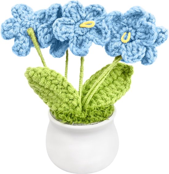 Handgehäkelte Blaue Blumen – Künstliche Blumendekoration Für Zuhause Und Büro