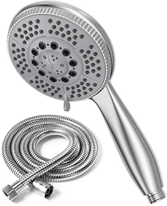 Multifunktionaler Hochdruck-duschkopf – 5 Funktionen – 1,5 M Stahlschlauch – Chrom