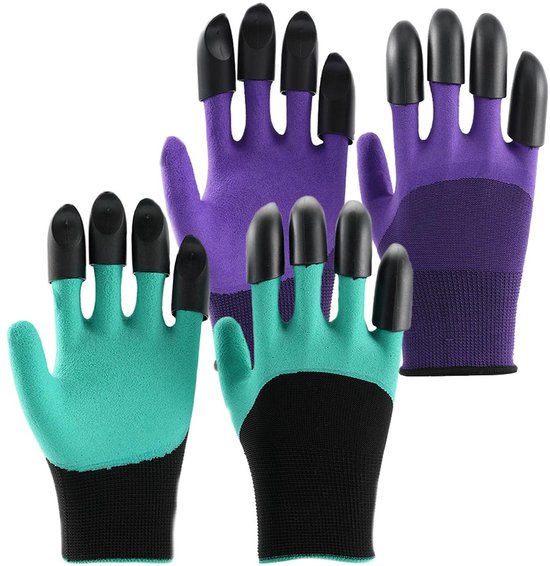 Gartenhandschuhe Mit Krallen – Arbeits- Und Grabhandschuhe – Gartenarbeit Und Pflanzen – 2 Paar Mit Je 8 Krallen – Einheitsgröße