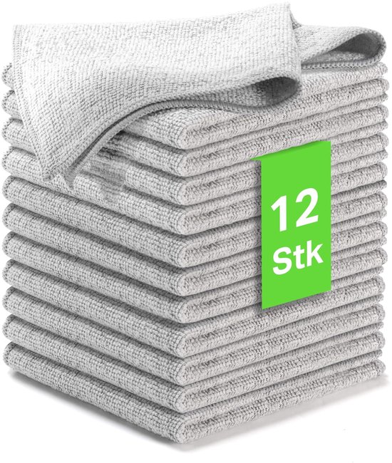 Dailygoods Mikrofaser-reinigungstücher 12 Stück Streifenfrei Maschinenwaschbar 30 X 30 Cm Optimaler Halt Ideal Für Den Täglichen Gebrauch