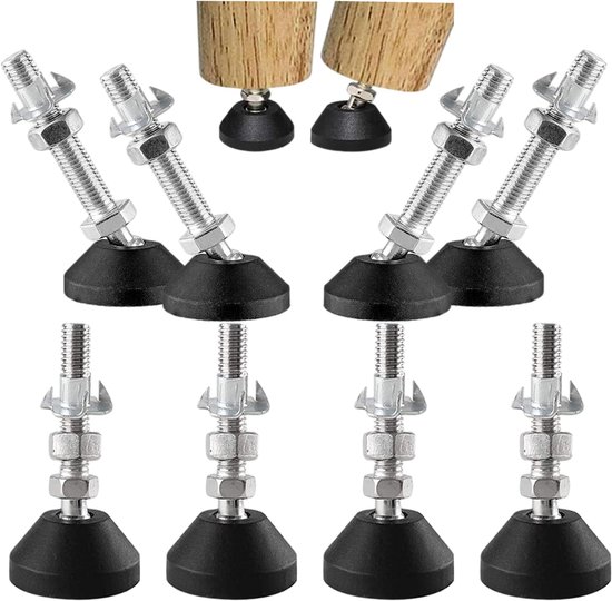 8-teiliges Set Verstellbarer Nivellierfüße (m10 X 100 X Ø 40 Mm) – Tragkraft Bis Zu 500 Kg, Höhenverstellbar, Möbelgleiter