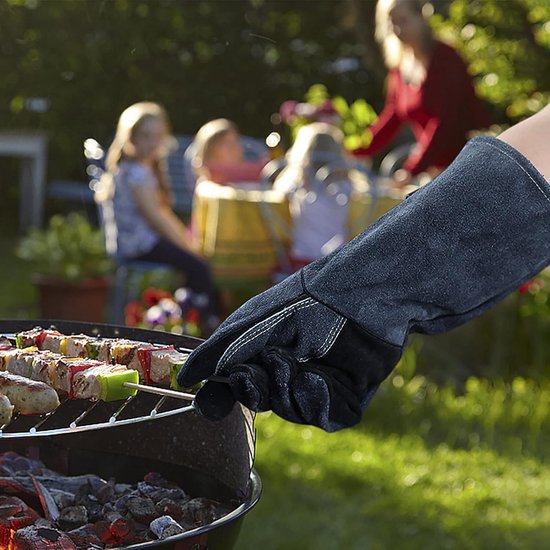 Hitzebeständige Leder-arbeitshandschuhe 1 Paar Hitzeschutz Bis 500 C Rutschfest Und Strapazierfähig Geeignet Für Schweißen Grillen Backofen Und