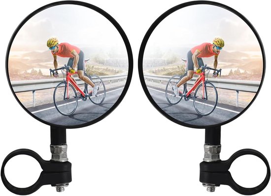 Set Mit 2 Fahrrad-rückspiegeln, 360°-drehung, Hd-einstellung, Konvexer Spiegel Für Mountainbike Und Citybike (22–24 Mm)