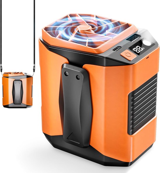Hüftclip-ventilator Tragbarer Wiederaufladbarer 3600-mah-hüftclip-ventilator Mit Led-beleuchtung 5 Geschwindigkeitsstufen Ideal Für Baustellen