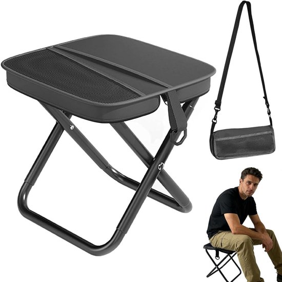 Faltbarer Campingstuhl Mit Aufbewahrungstasche, Tragkraft 150 Kg, Ideal Für Camping, Angeln Und Wandern, 28 × 26 × 26 Cm