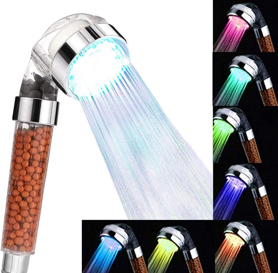 Duschkopf, Wassersparender Hochdruck-boost, Led-duschkopf Mit 7 Farbwechslern, Handbrause Mit Ionen- Und Steinfilter, Spa-duschkopf