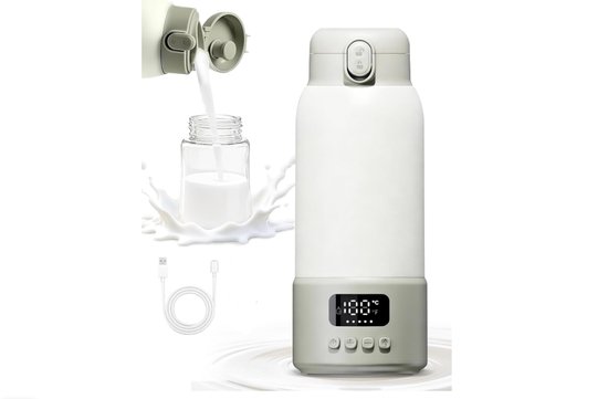 Tragbarer Flaschenwärmer 500 Ml Schnelles Erwärmen Von 35 Bis 70 C Für Muttermilch Und Wasser Präzise Temperaturregelung Für Reisen Auto Und