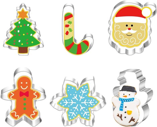 Große Weihnachtsplätzchenausstecher Für Weihnachtsmann, Lebkuchenmann, Weihnachtsbaum Und Schneemann – 6-teiliges Set