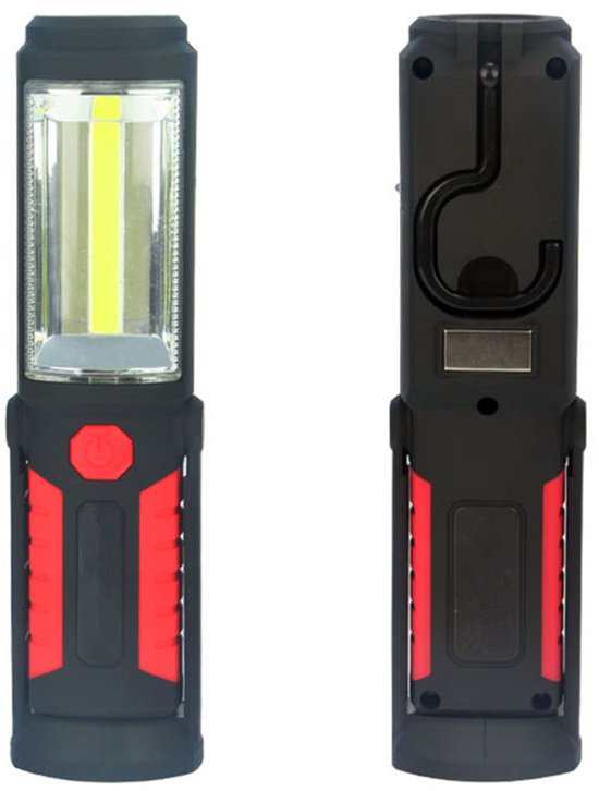 Wiederaufladbare Led-taschenlampe – Handlampe, 2-in-1-cob-arbeitsleuchte, 2 Modi, Rot