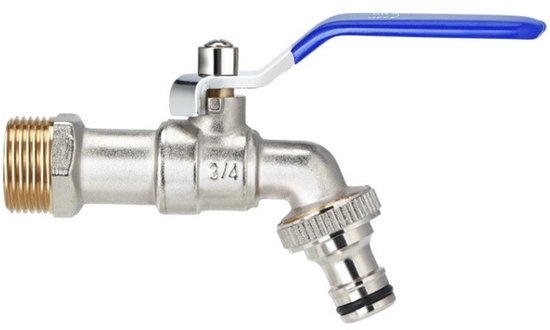 Hochwertiger 3/4-zoll-wasserhahn Aus Messing – Rost- Und Frostbeständig Für Garten, Waschmaschine, Regentonne – Blau – 3/4 X 3/4 Zoll