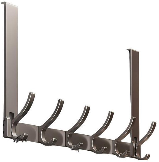 Türhaken – Edelstahl – Integrierte Garderobe – Kein Bohren Erforderlich – Mit 6 Haken – Geeignet Für Badezimmer, Schlafzimmer Usw. – 18 Cm