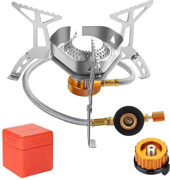 Campingkocher 3500 W Mit Piezozündung Windfest Und Faltbar Mit Adapter Für Schraubkartuschenbrenner Ideal Für Outdoor-aktivitäten Wie Picknicks