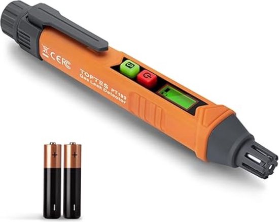 Gaswarngerät – Gasleckmelder Mit Akustischem Und Optischem Alarm – Erdgasalarm Zur Erkennung Brennbarer Gase – Inklusive 2 Batterien – Orange