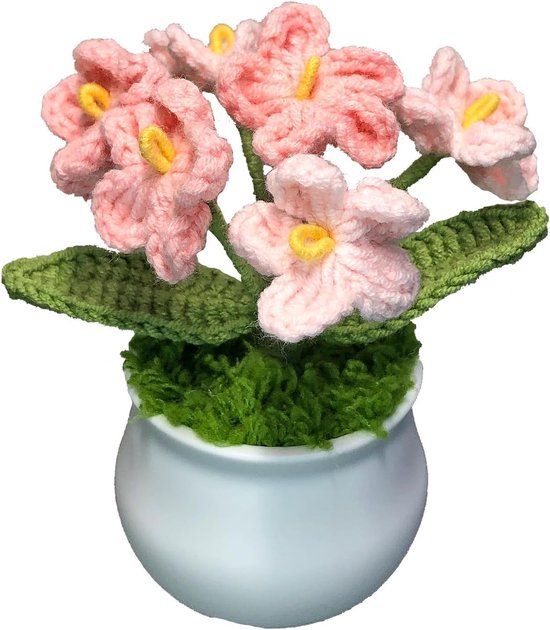 Gehäkelte Mini-kunstblumen Gestrickte Plüsch-niedliche Kleine Topfpflanzen Handgefertigte Schlafzimmer Büro Und Schreibtischdekoration Abs