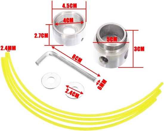 Rasentrimmerfaden, Aluminium-rasentrimmerkopf, Trimmerkopf-spulenset Mit 4 Fäden, Mähkabel, Befestigungsring Und Schraubenschlüssel Für Rasenmäher