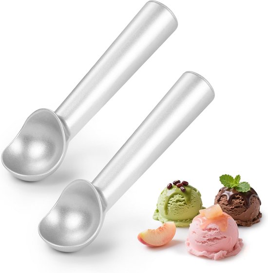 Set Mit 2 Großen Eiskugelportionierern Aus Edelstahl Für Hartes Eis, Gelato Und Keksteig