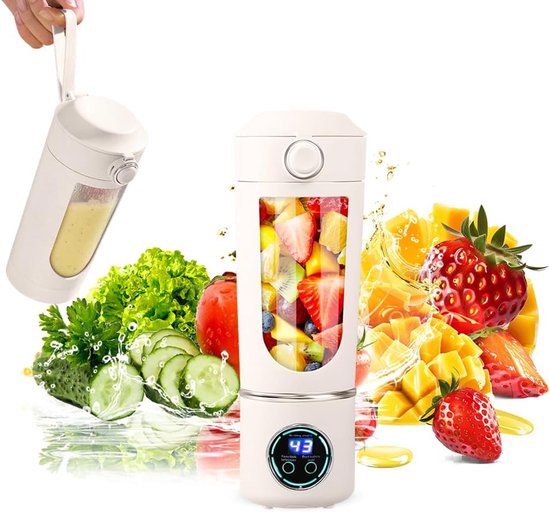 Kabelloser Tragbarer Standmixer Mit Doppeldeckel Und Digitalanzeige 700 Ml Wiederaufladbar Mit 12 Edelstahlklingen Für Smoothies Säfte Und