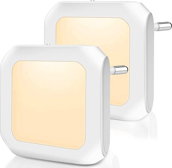 Zwei Led-nachtlichter Mit Stecker, Dimmbarem Warmweißem Licht Und Lichtsensor, Geeignet Für Treppenhäuser, Schlafzimmer Und Flure.