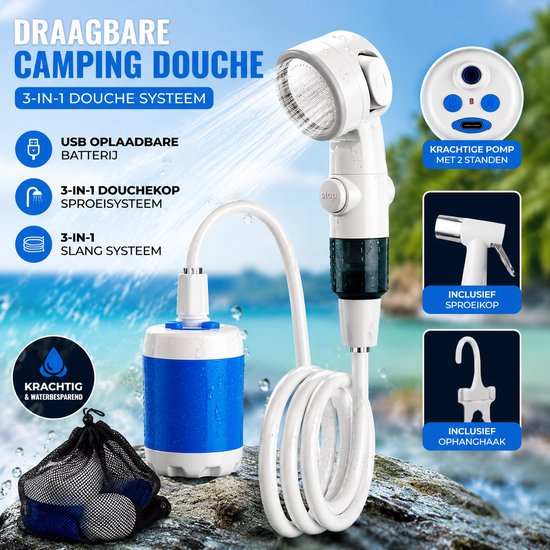 Tragbare Camping-duschpumpe Mit Usb-aufladung 3-in-1-campingdusche Mit Duschkopf Und Schlauchsystem Elektrische Außendusche Für Camping Reisen