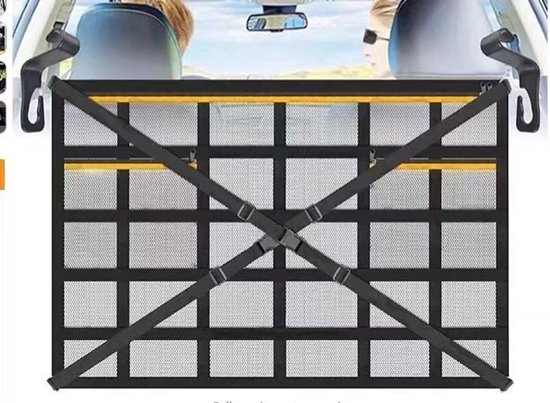 Gepäcknetz Fürs Auto 90 X 65 Cm Dachnetz Ausgestattet Mit Verstellbaren Kreuzgurten Und 3 Separaten Reißverschlusstaschen Geeignet Für Fahrzeuge