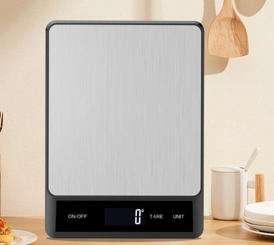 Küchenwaage, Lebensmittelwaage 15 Kg/33 Lb Mit Beleuchtetem Lcd-display, Genauigkeit 1 G, 6 Wiegeeinheiten Und Tara-funktion, Edelstahl, Geeignet Für