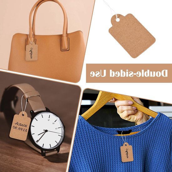 Set Mit 200 Geschenkanhängern Mit Kordel, Kleine Braune Kraftpapier Etiketten, Beschreibbare Preisschilder Für Kleidung, Schmuck Und Weihnachtsge