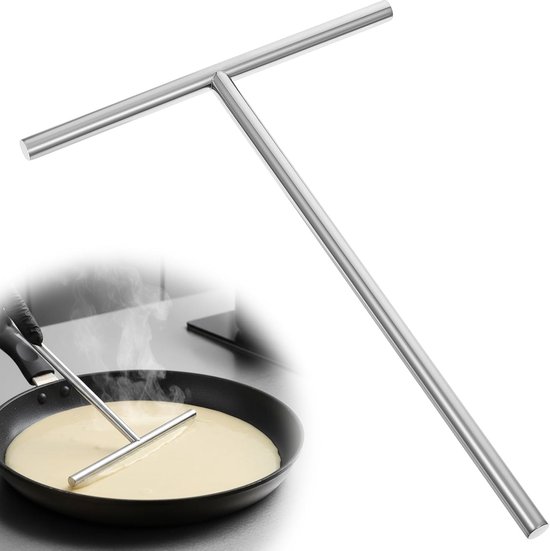 Crêpe-teiler, Crêpe-rechen, Rund, Edelstahl, 26 X 18,5 Cm, Teigverteiler, Gleichmäßiges Verteilen Des Teigs Mit Langem Griff, Pfannkuchen, Eierkuchen