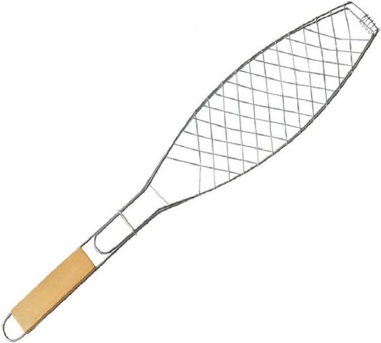 Grillbesteck-set – Fischgrillklemme Mit Holzgriff, 57 X 11 Cm, Speziell Für Fisch