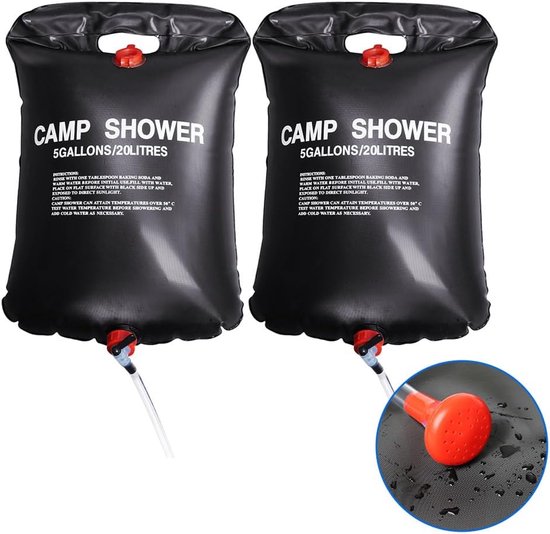 Allecta – Tragbare, Solarbeheizte Campingdusche – 2 X 20 Liter – Reiseduschen Zum Angeln, Campen Und Wandern
