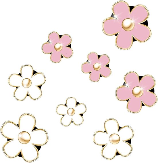 Lufteinlassclips Mit Gänseblümchenmotiv – 8 Stück, Rosa Und Weiß – Auto-klimaanlagenclip Mit Bunter Blume