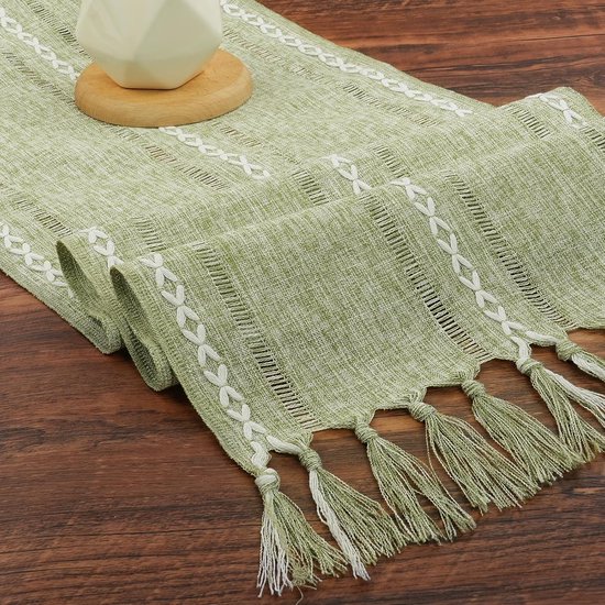 Tischdecke Mit Quasten Frühlingshafte Küchentischdekoration Rechteckiger Boho-tischläufer Aus Gehäkelter Spitze Rustikale Landhaustischdecke Für Grün