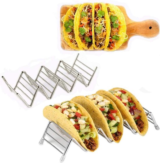 Taco-halter Taco-ständer Taco-gestell Aus Edelstahl Stabiler Ständer Für Den Tisch Geeignet Für 3 4 Harte Oder Weiche Tacos Ofenfest Als 2er-set